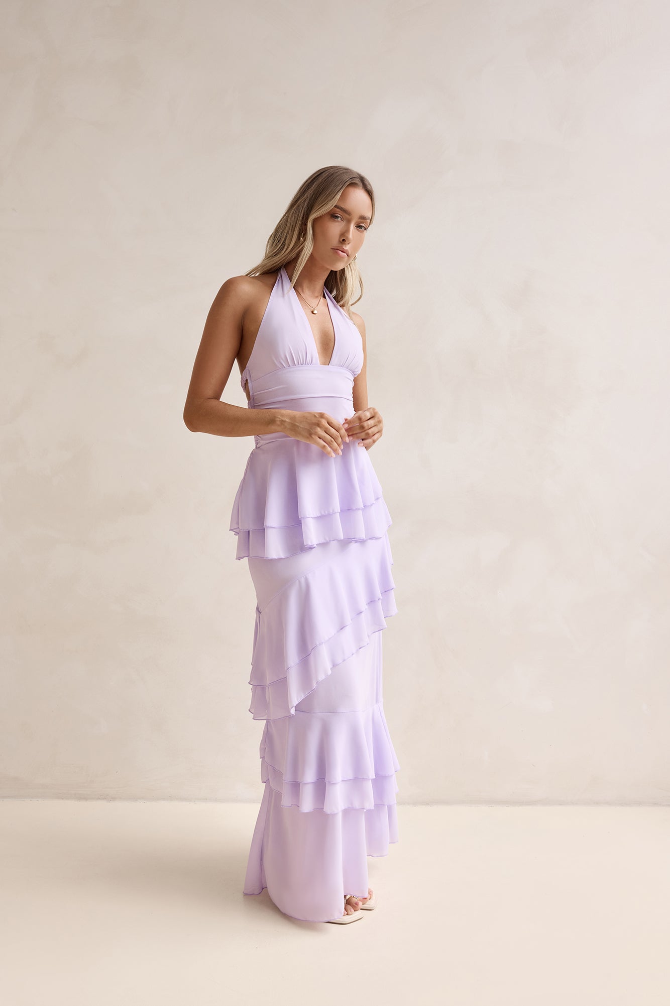 Path Of Fate Halter Maxi Dress Lilac