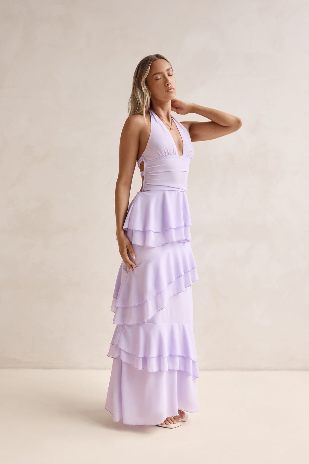 Path Of Fate Halter Maxi Dress Lilac