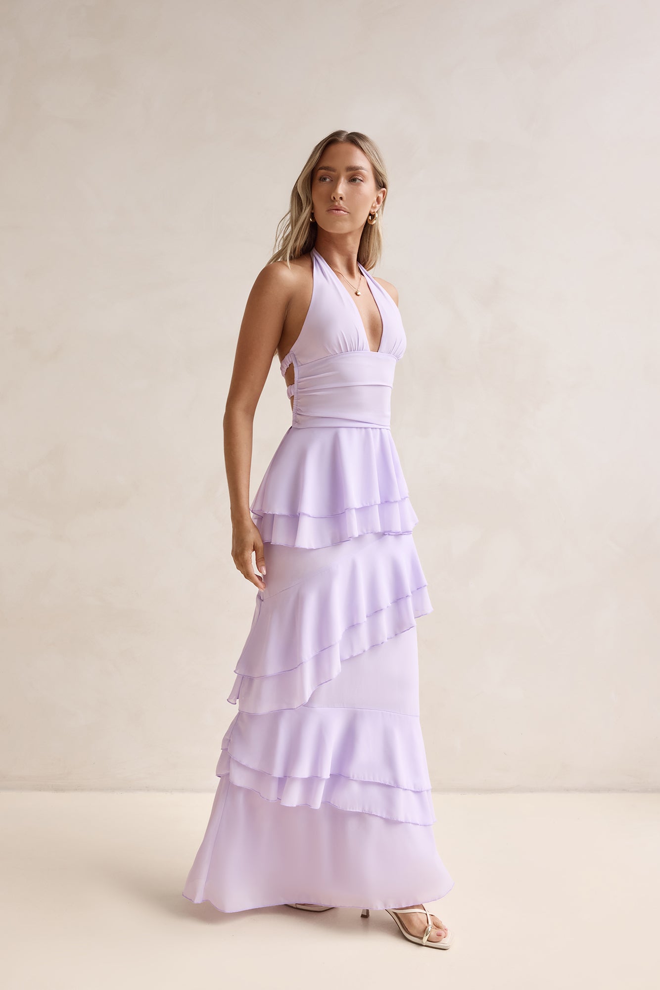 Path Of Fate Halter Maxi Dress Lilac