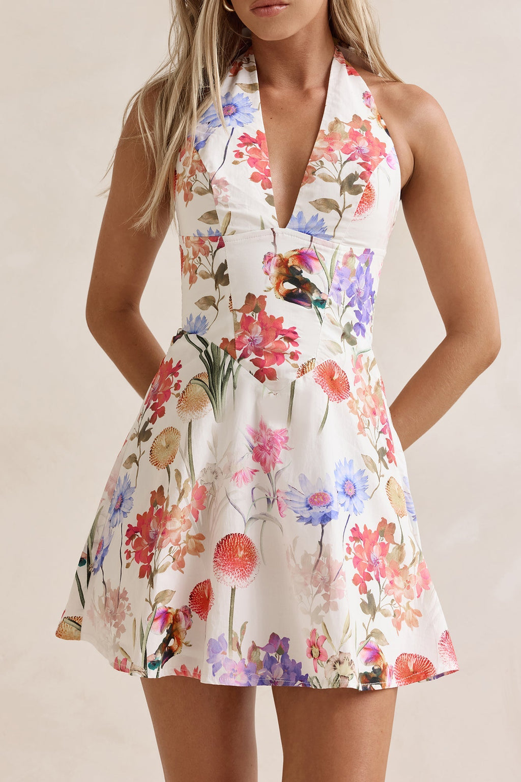 Wildflowers Halter Mini Dress Multi