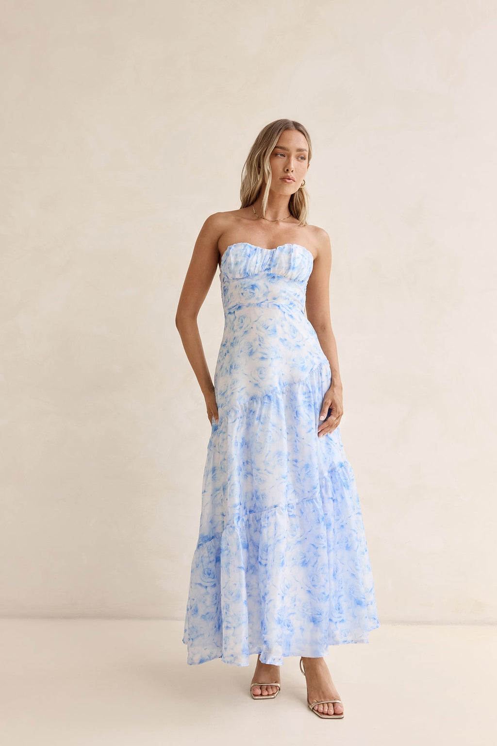 Ocean Blue Strapless Maxi Dress Blue