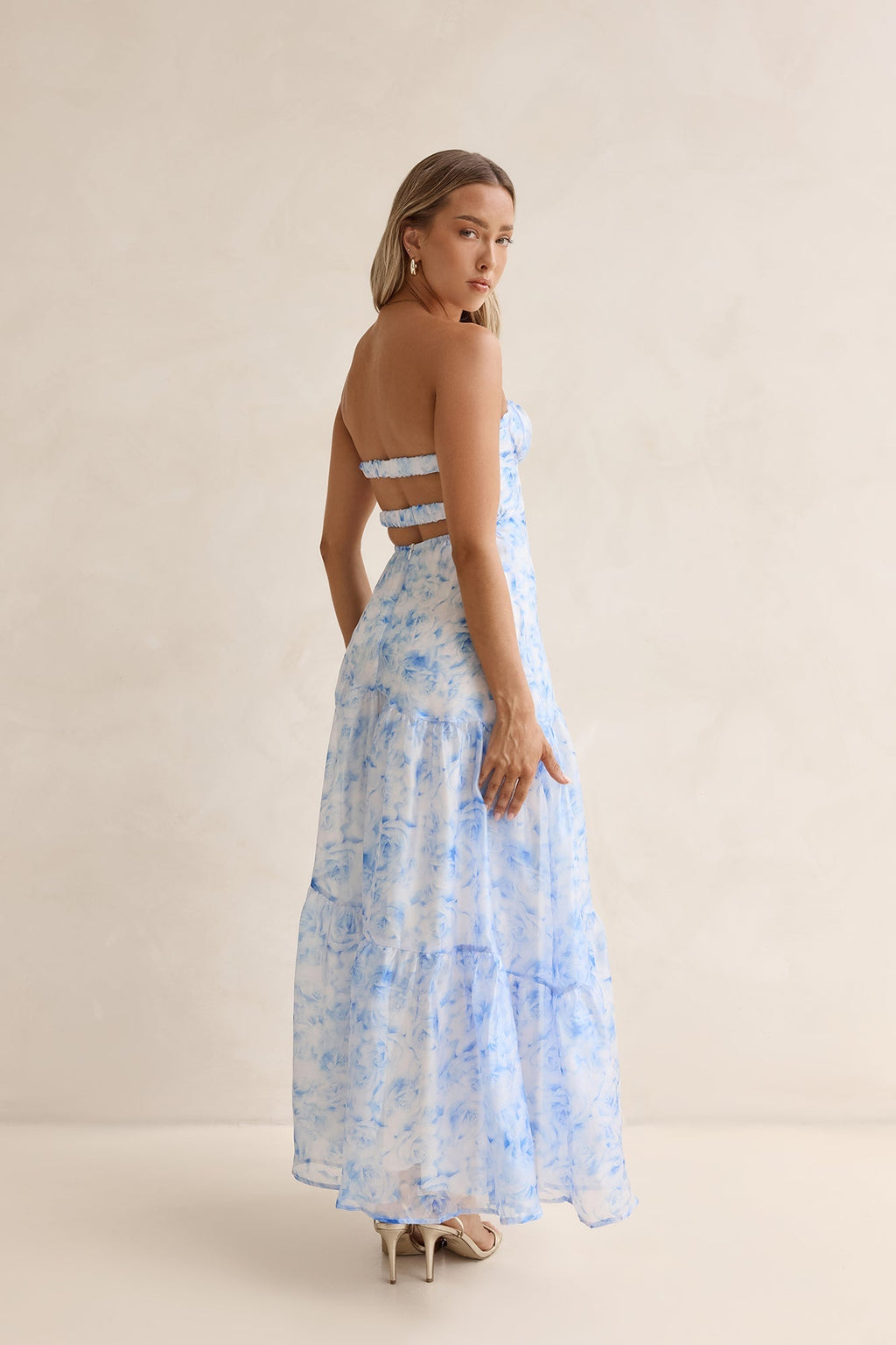 Ocean Blue Strapless Maxi Dress Blue