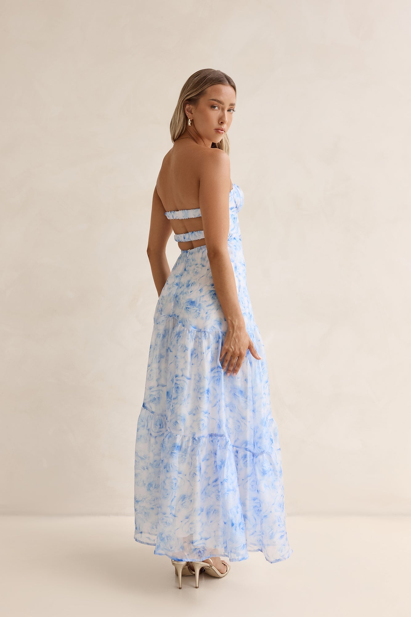 Ocean Blue Strapless Maxi Dress Blue