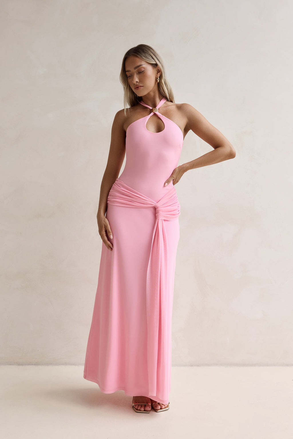 Lost In Dreams Mesh Maxi Dress Pink