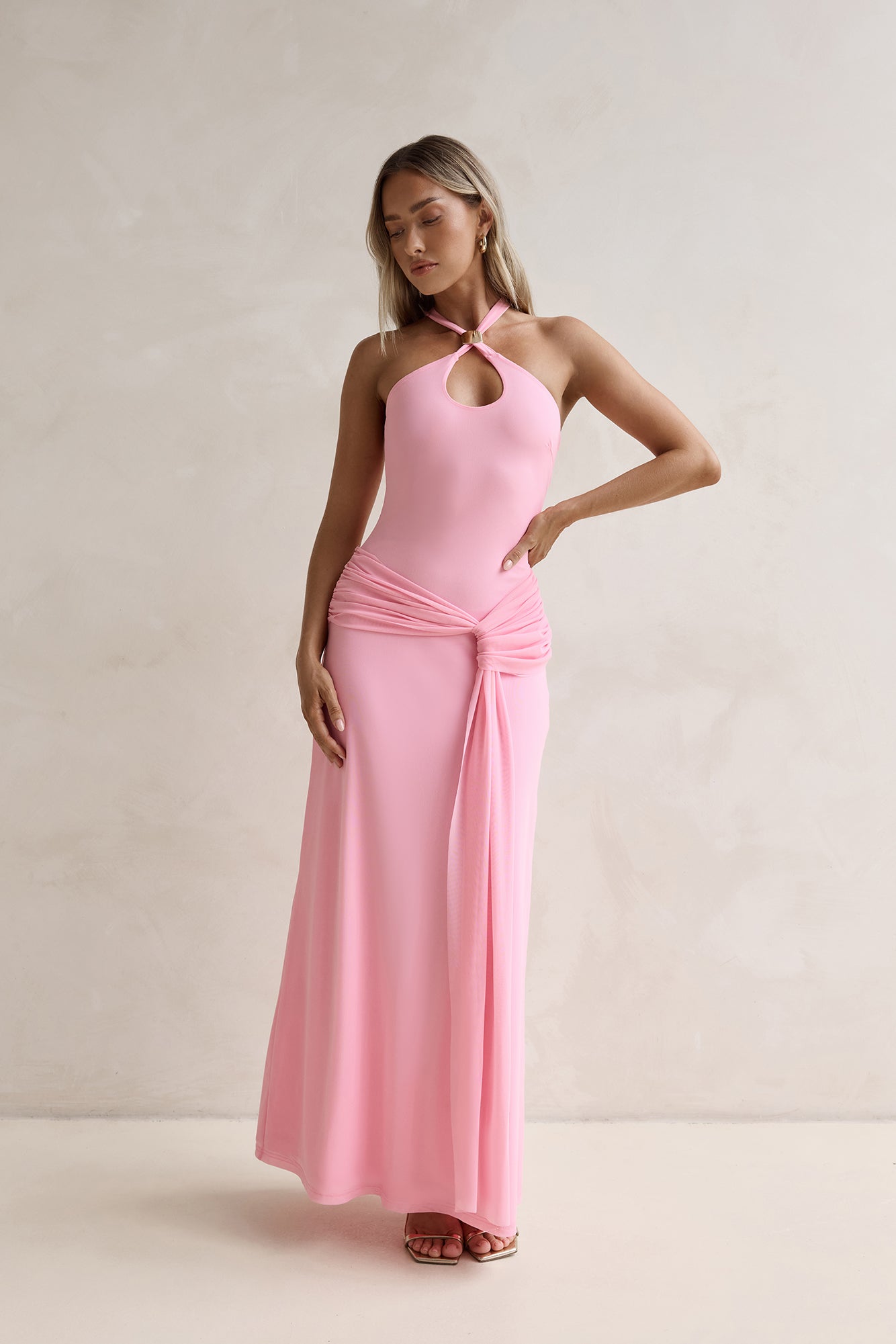 Lost In Dreams Mesh Maxi Dress Pink