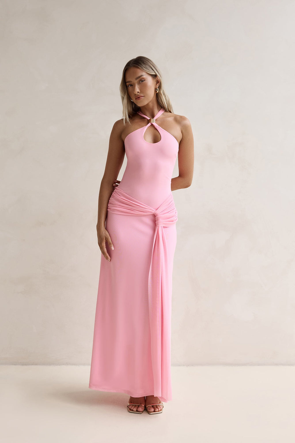 Lost In Dreams Mesh Maxi Dress Pink