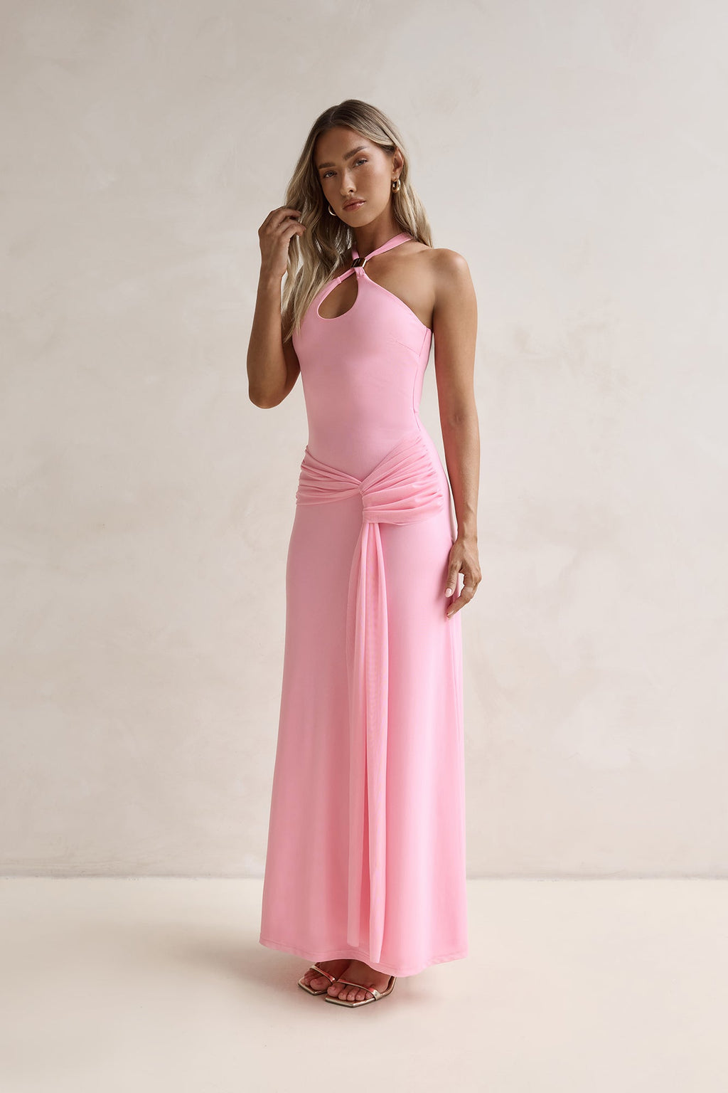 Lost In Dreams Mesh Maxi Dress Pink