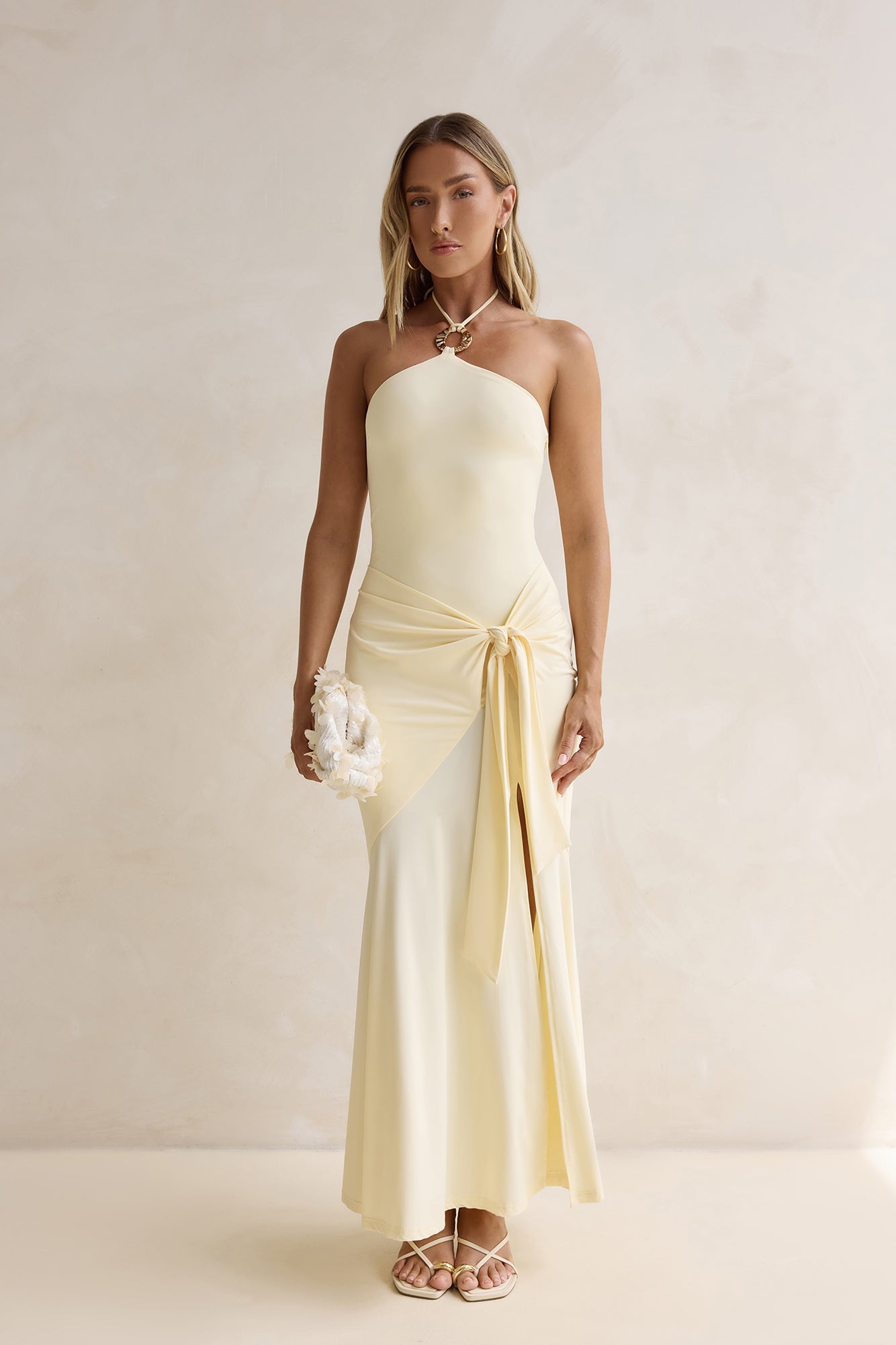 Crystal Sands Halter Maxi Dress Yellow