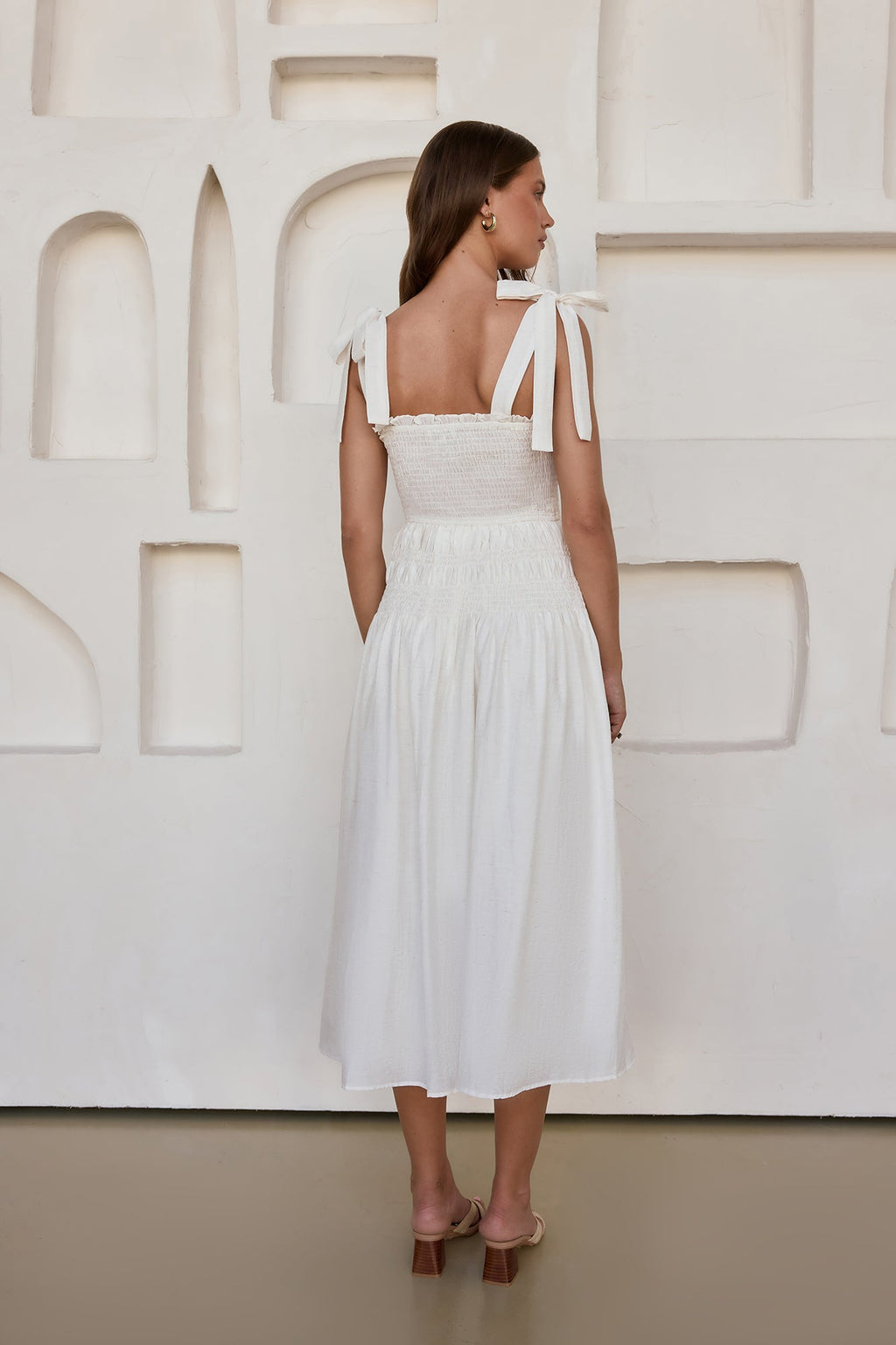 Spring Breeze Midi Dress White
