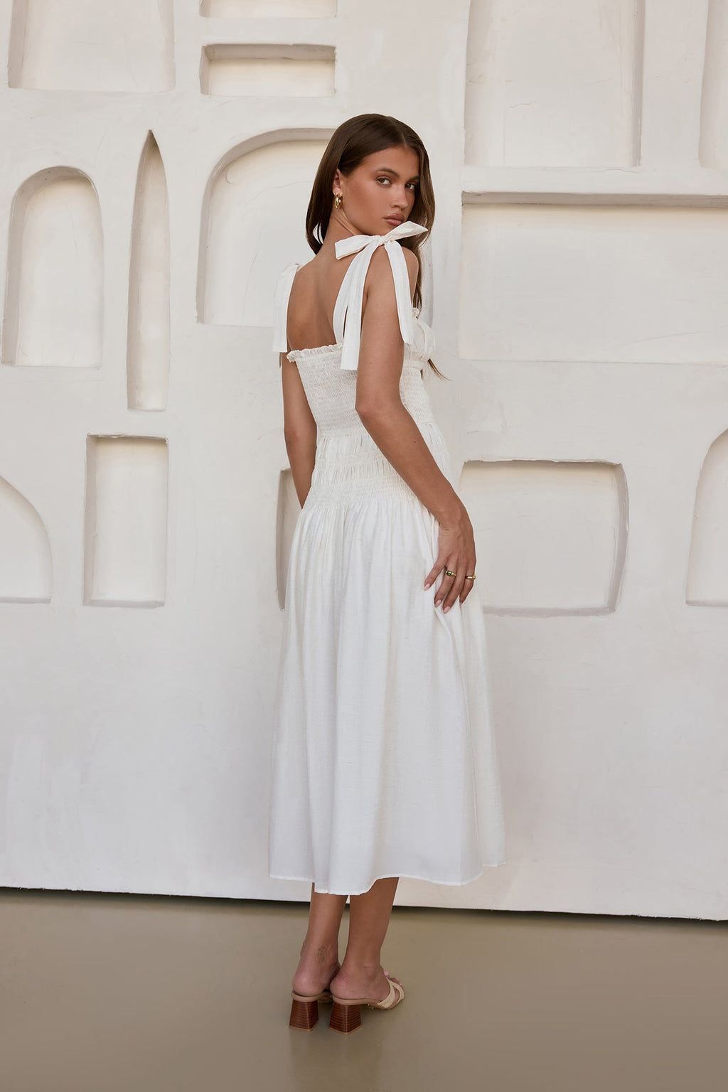 Spring Breeze Midi Dress White