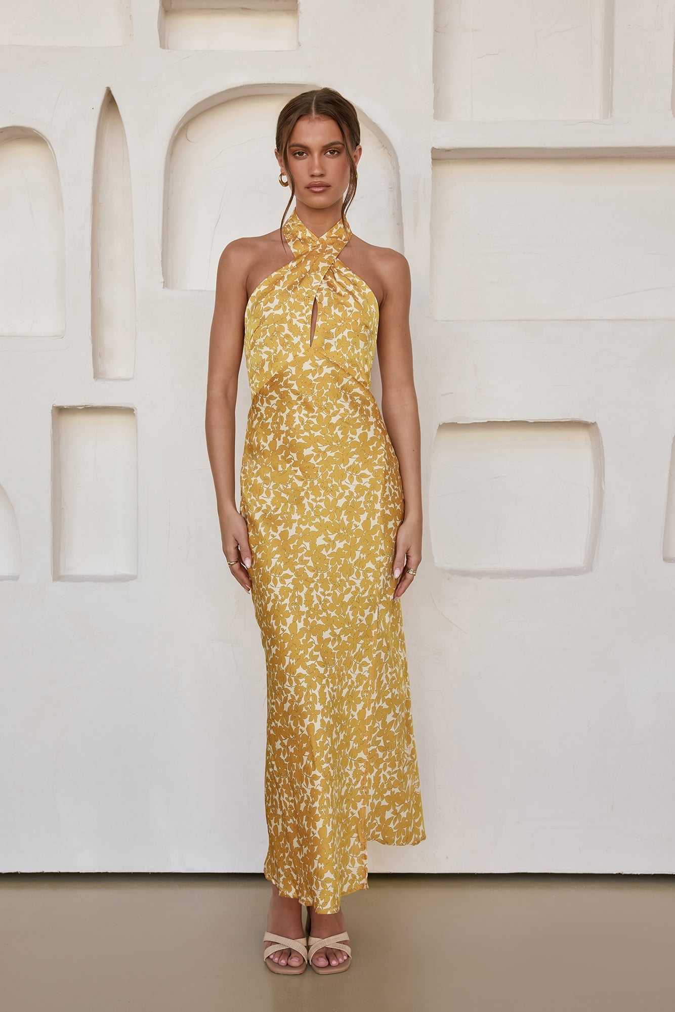 Marigold Moments Halter Maxi Dress Orange
