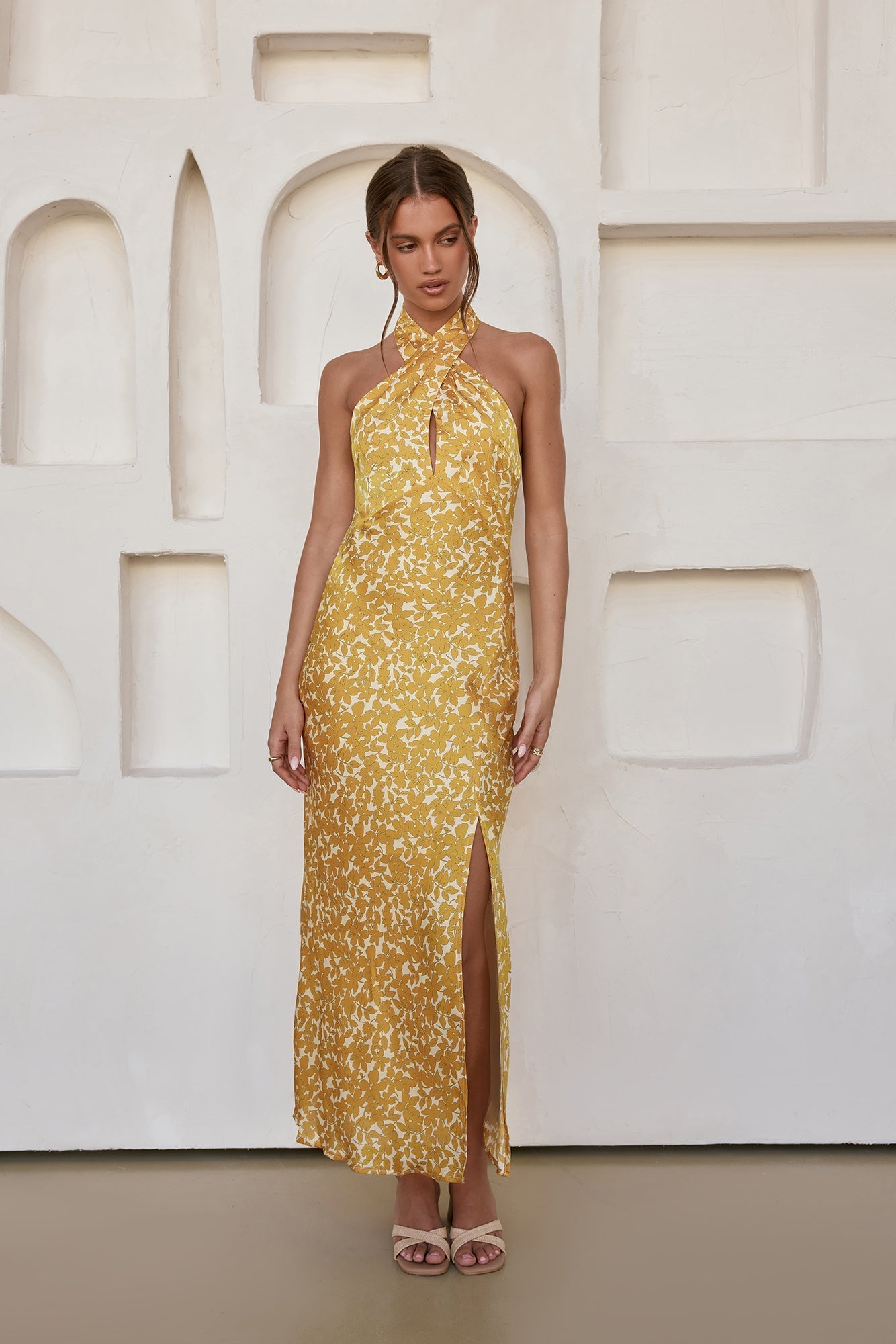 Marigold Moments Halter Maxi Dress Orange