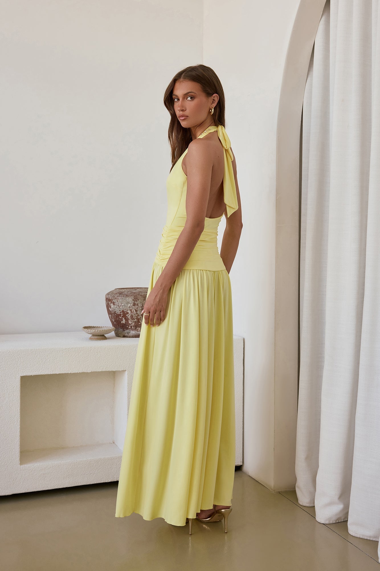 Bewitched By Light Halter Maxi Dress Yellow
