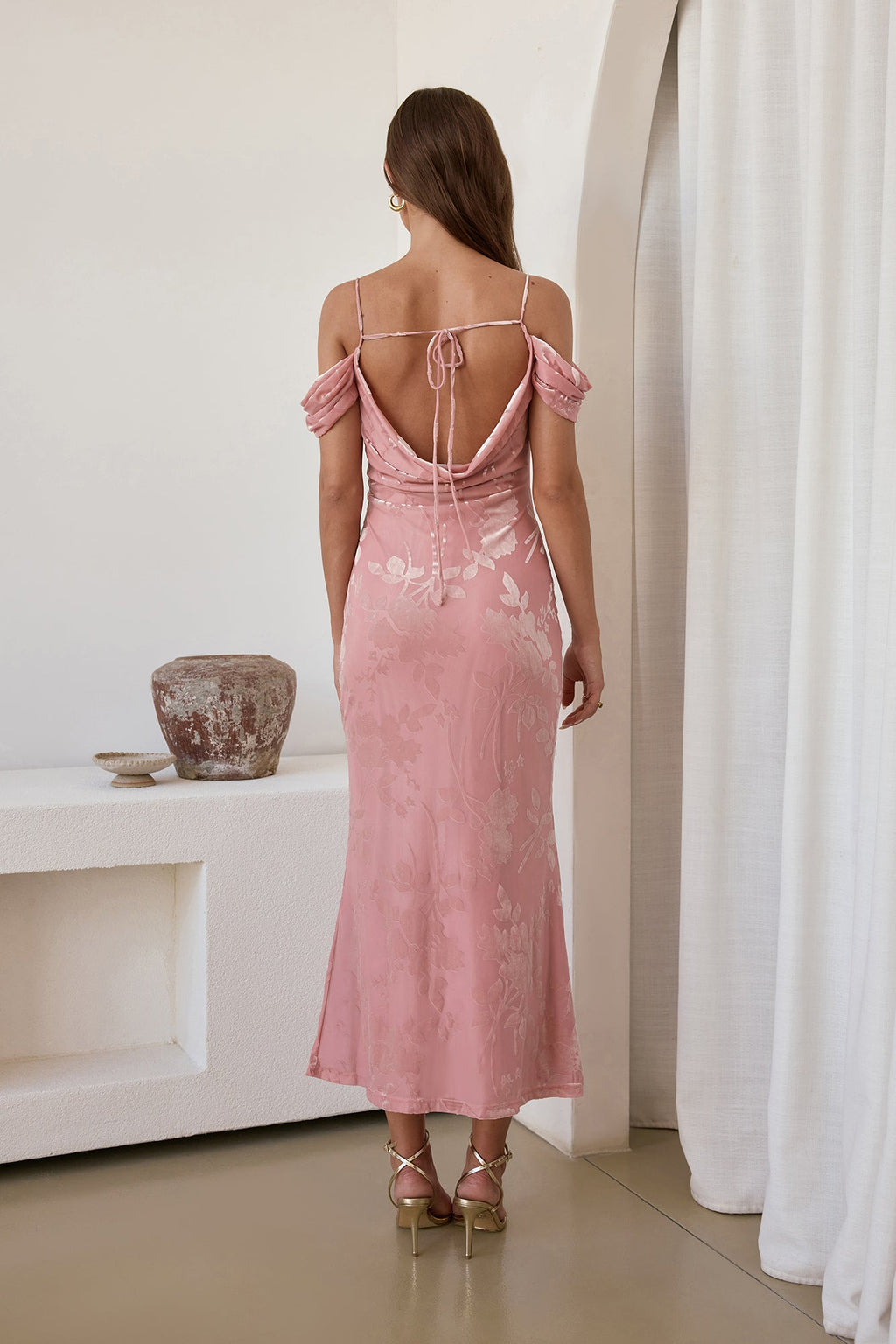 Soft Dedications Mesh Maxi Dress Pink