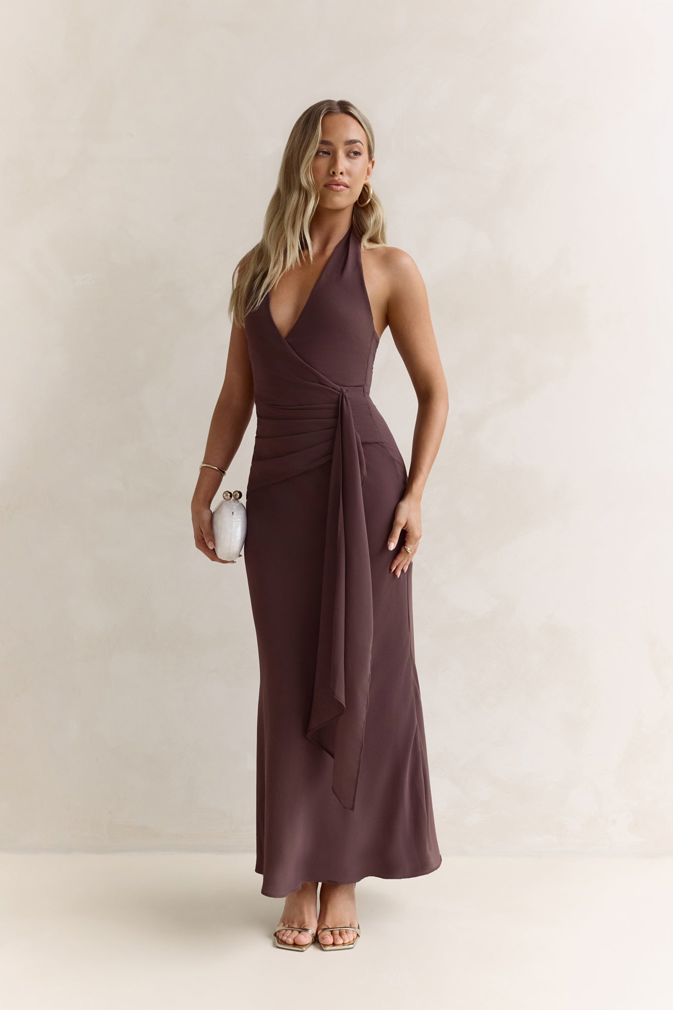 Run To You Halter Maxi Dress Brown