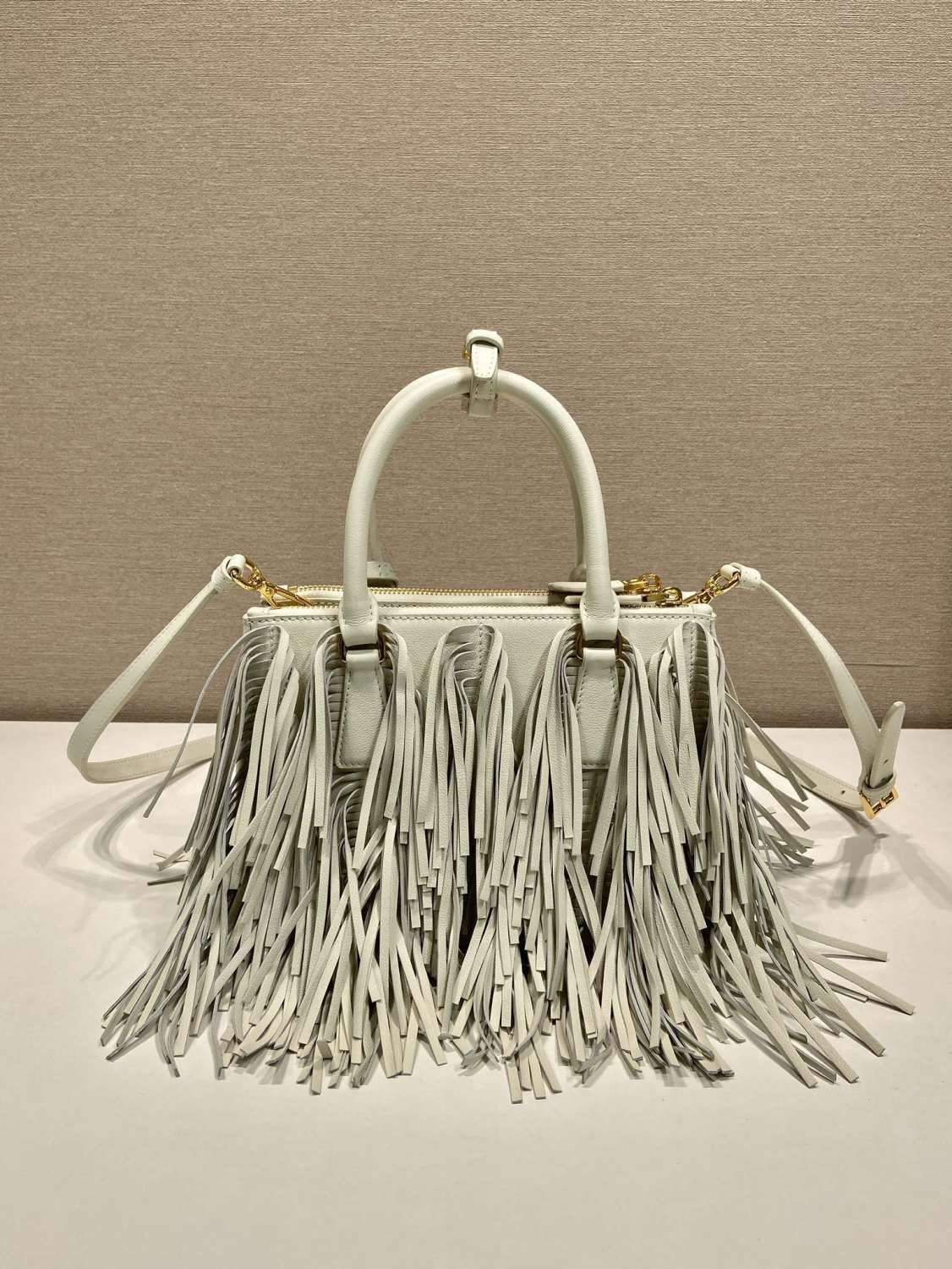 Prada Galleria Women's Solid Colour Metal Engraved Logo Tassel Design Calfskin Shoulder Bag Crossbody Bags Handbag #77979