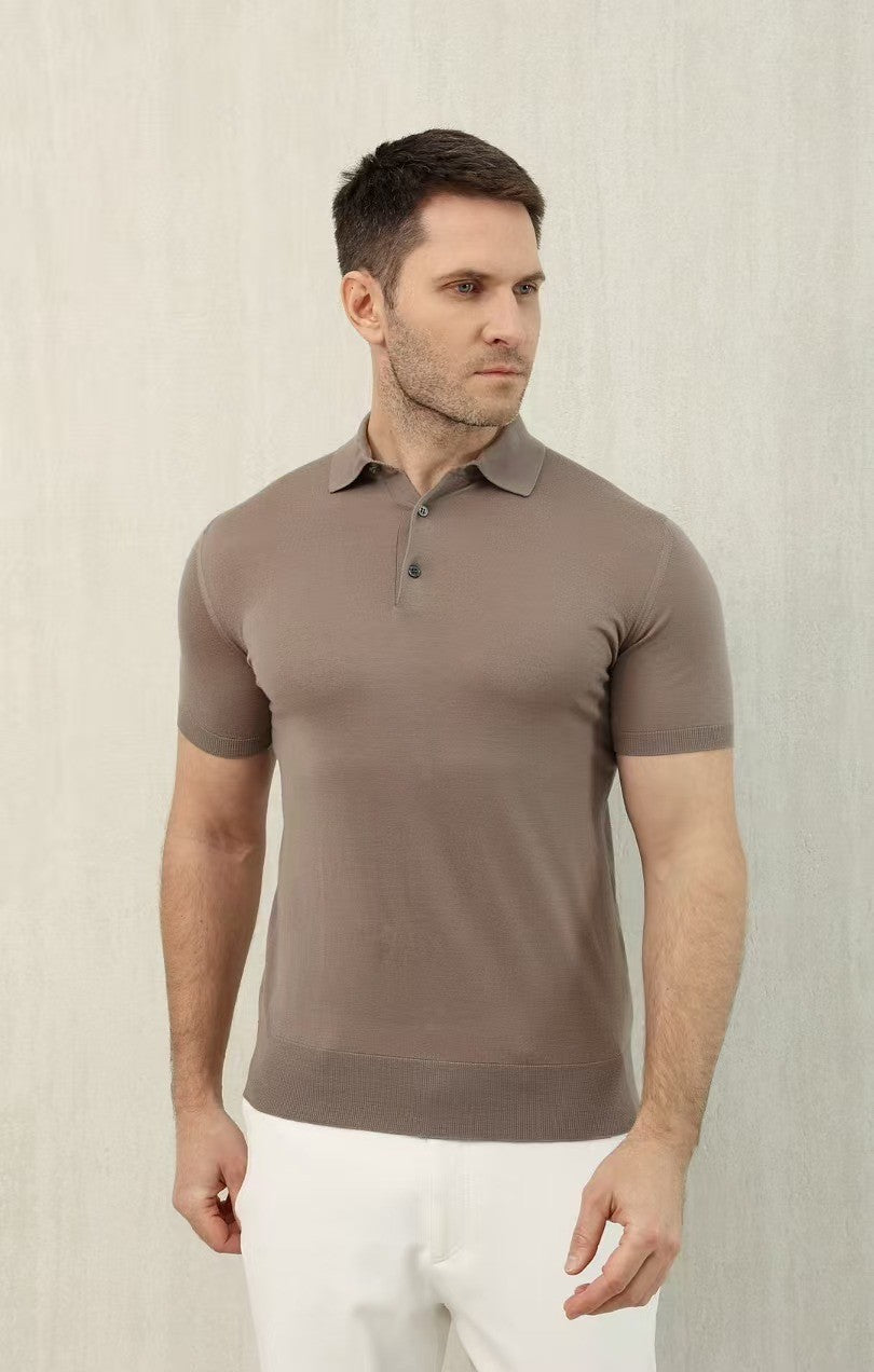 Loro Piana Men's Summer Lapel Straight Solid Color Fitted Pullover Short Sleeve Polo Shirt Ngvp #1554