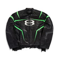 Balenciaga Men's Women's Autumn And Winter Cowhide Splicing Zipper Letters Embroidery Long Beard Loose Unity Sports Idol Black Racer Jacket Ngvp #8577