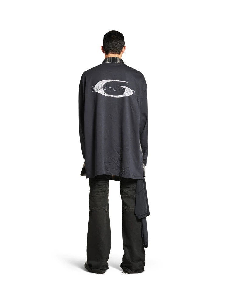 Balenciaga Men's Hybrid Overshirt in Blackgrey #333811