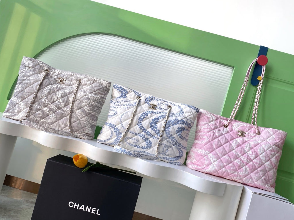 Chanel Women's Solid Color Chain Cherry Blossom Print Cotton Shoulder Bag Bags #77446