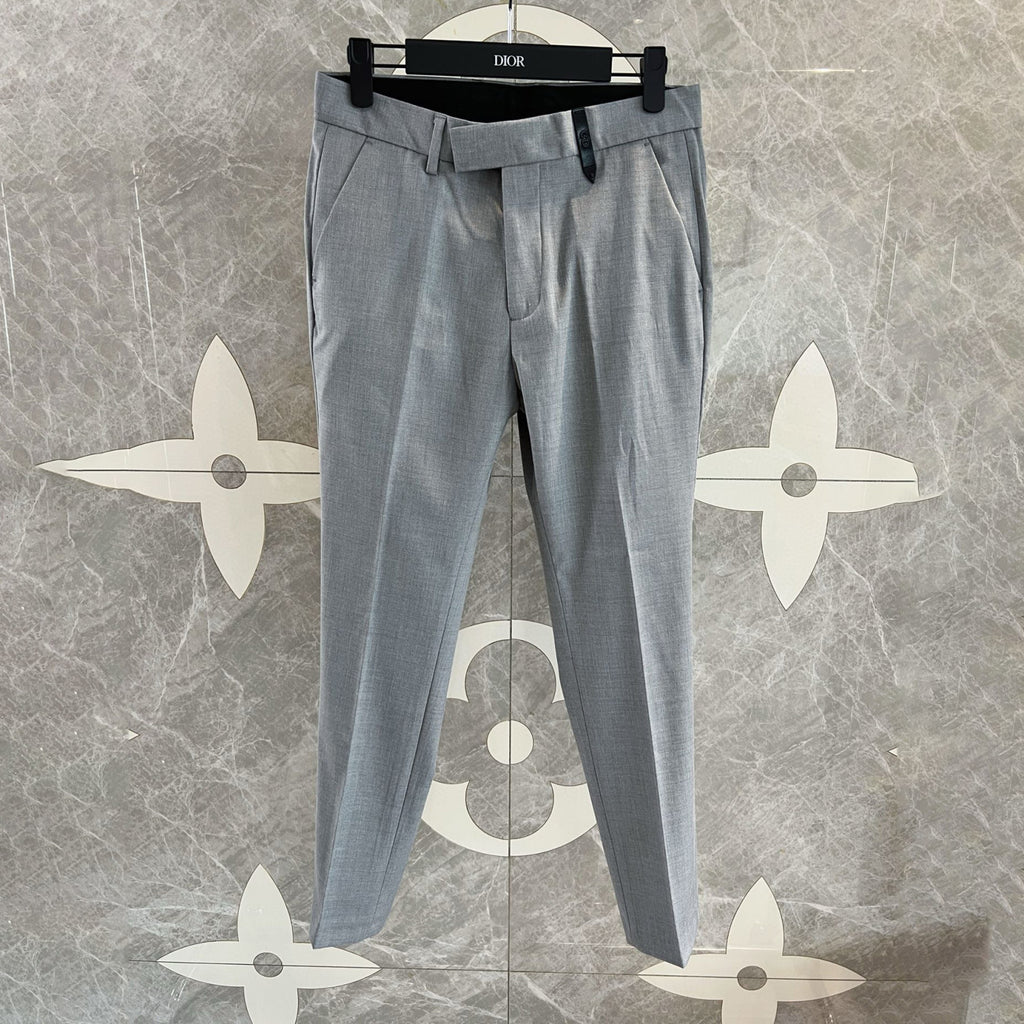 Men's Spring and Autumn Gray Double Breasted Long Sleeve Suit Jacket Blazer Embroidered Logo Suit Pants Set #99926