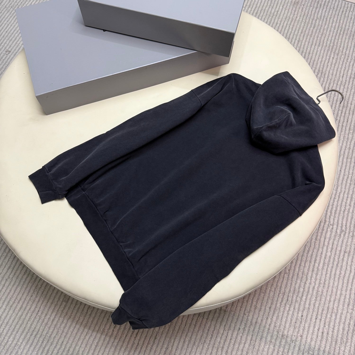 Balenciaga PUMA HOODIE Men's And Women's Spring/Fall Fashion Casual Faded Washed Hooded Pullover Long-Sleeve Sweatshirt Sweatpants Set with Elastic Waistband Faded Washed Shorts Suit Set #78813