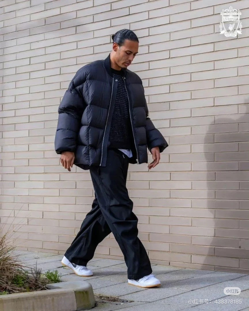 Rick Owens Men's And Women's Fall And Winter Quilted Line Design Simple Loose Thickened Down Jacket Jacket Zipper Black Seko Trend Oversized Jacket Ngvp #2611
