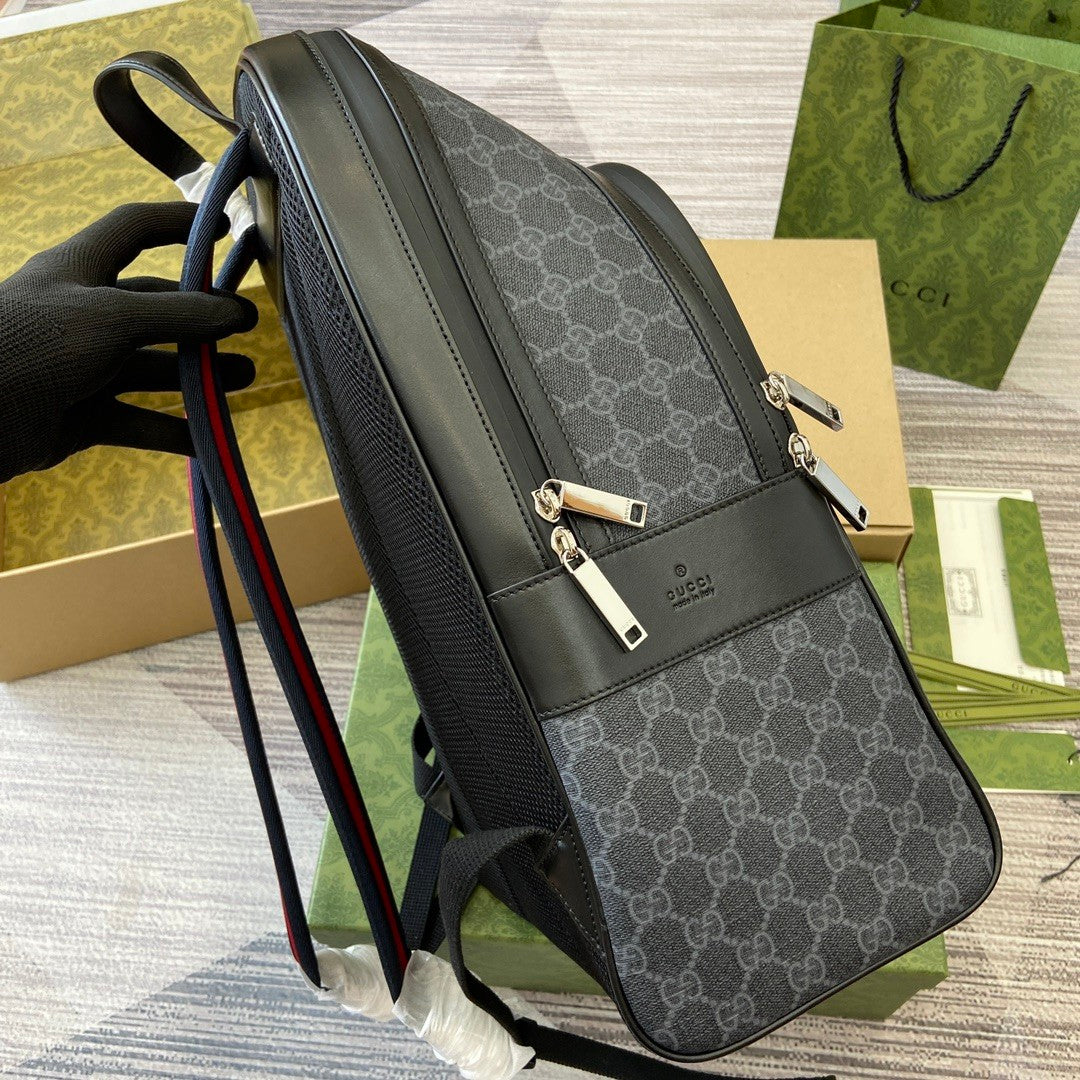 Gucci Men's Solid Color Adjustable Shoulder Strap Zipper Closure Canvas Quilted Leather Shoulder Bag Backpacks Bags #75654
