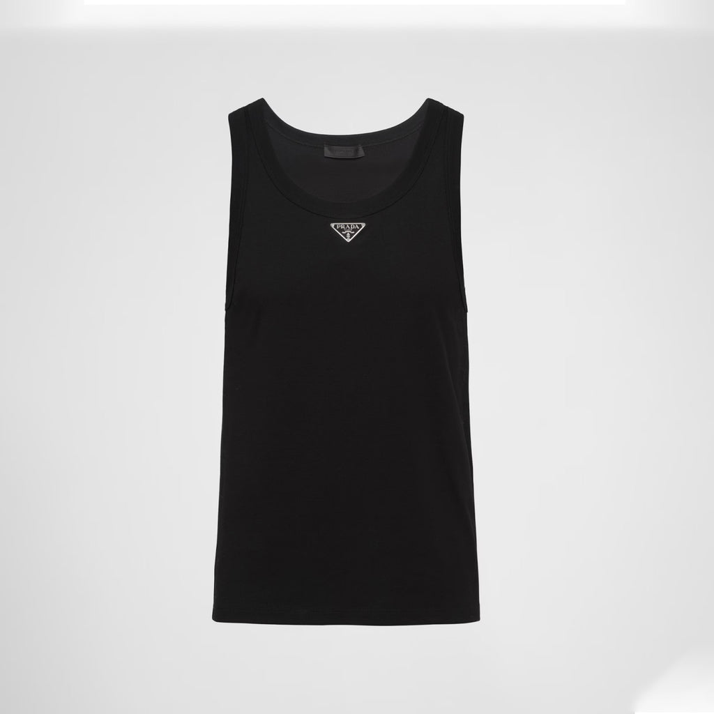 Prada Men's Summer Solid Color Logo Crew Neck Cotton Vest Top #76535