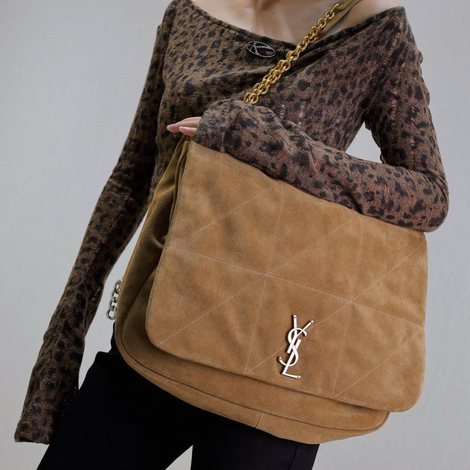 Saint Laurent Jamie 4.3 Women's Solid Color Logo Chain Suede Handbag Shoulder Bag Crossbody Bag Bags #78112