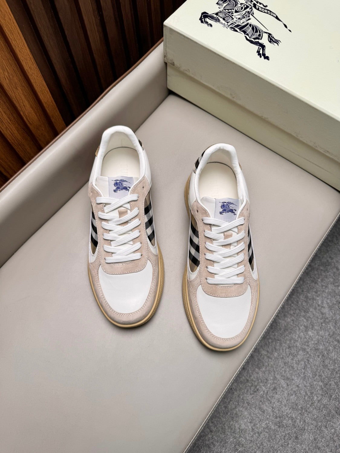 Burberry Leather Suede and Check Terrace Sneakers #385998