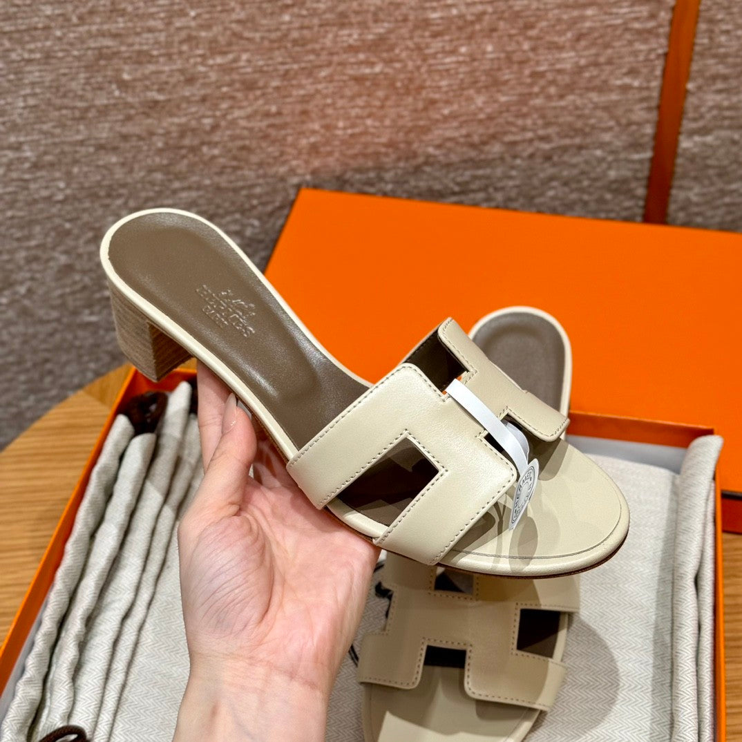 Hermes Oasis Women's Summer Solid Colour One Stirrup High Heel Slipper Shoes #76933