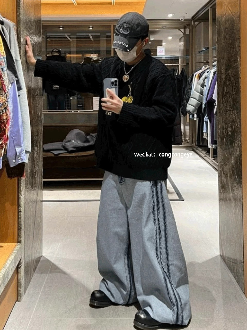 Vetements Men And Women With The Same Paragraph Fall And Winter Double-sided Wear Washed Blue Wide-legged Loose Flare Jeans Jeans High Street Trend Casual Straight Pants Ngvp #2458