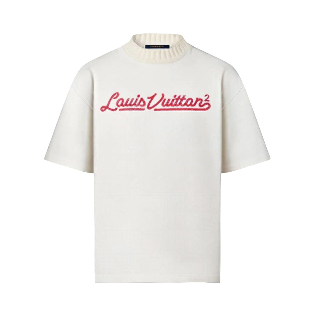 Louis Vuitton Men's And Women's Summer Logo Letters Embroidered Round Neck Short Sleeve T-shirt #75694
