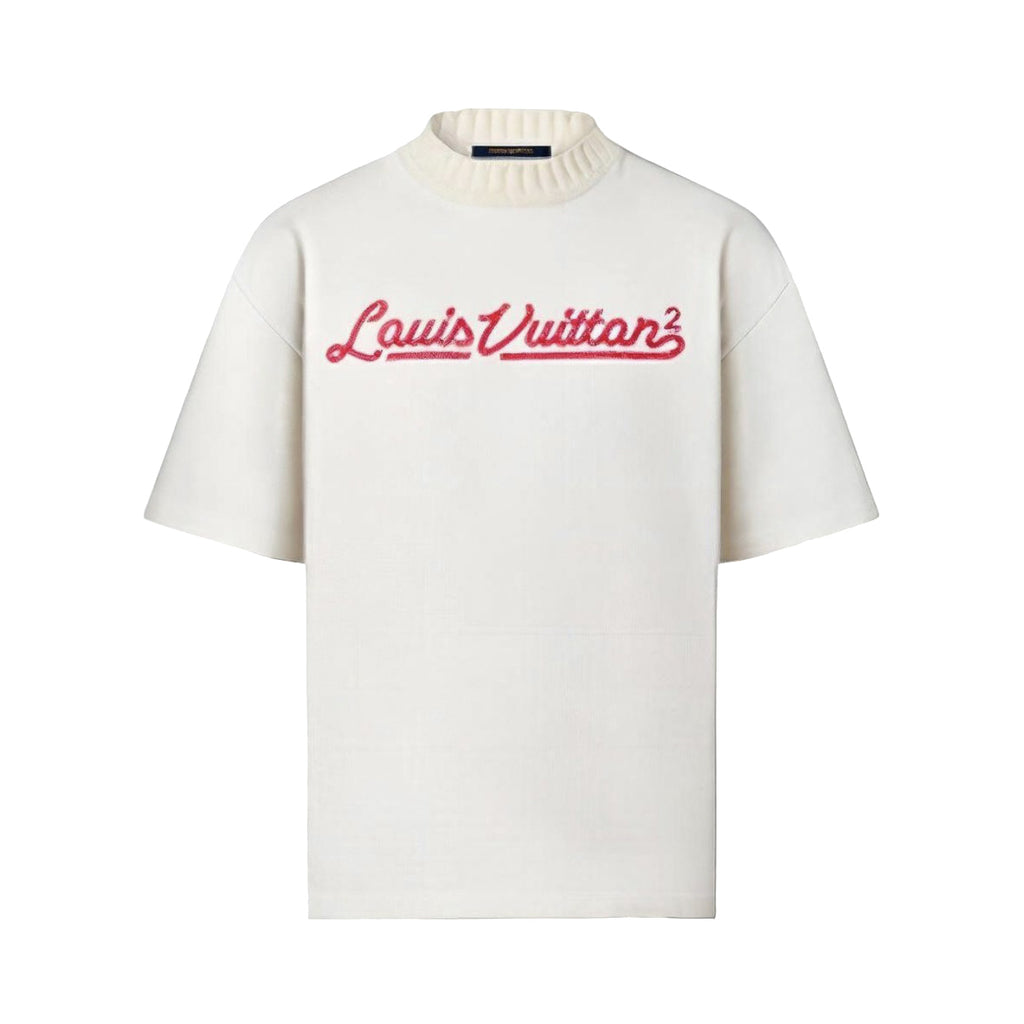 Louis Vuitton Men's And Women's Summer Logo Letters Embroidered Round Neck Short Sleeve T-shirt #75694