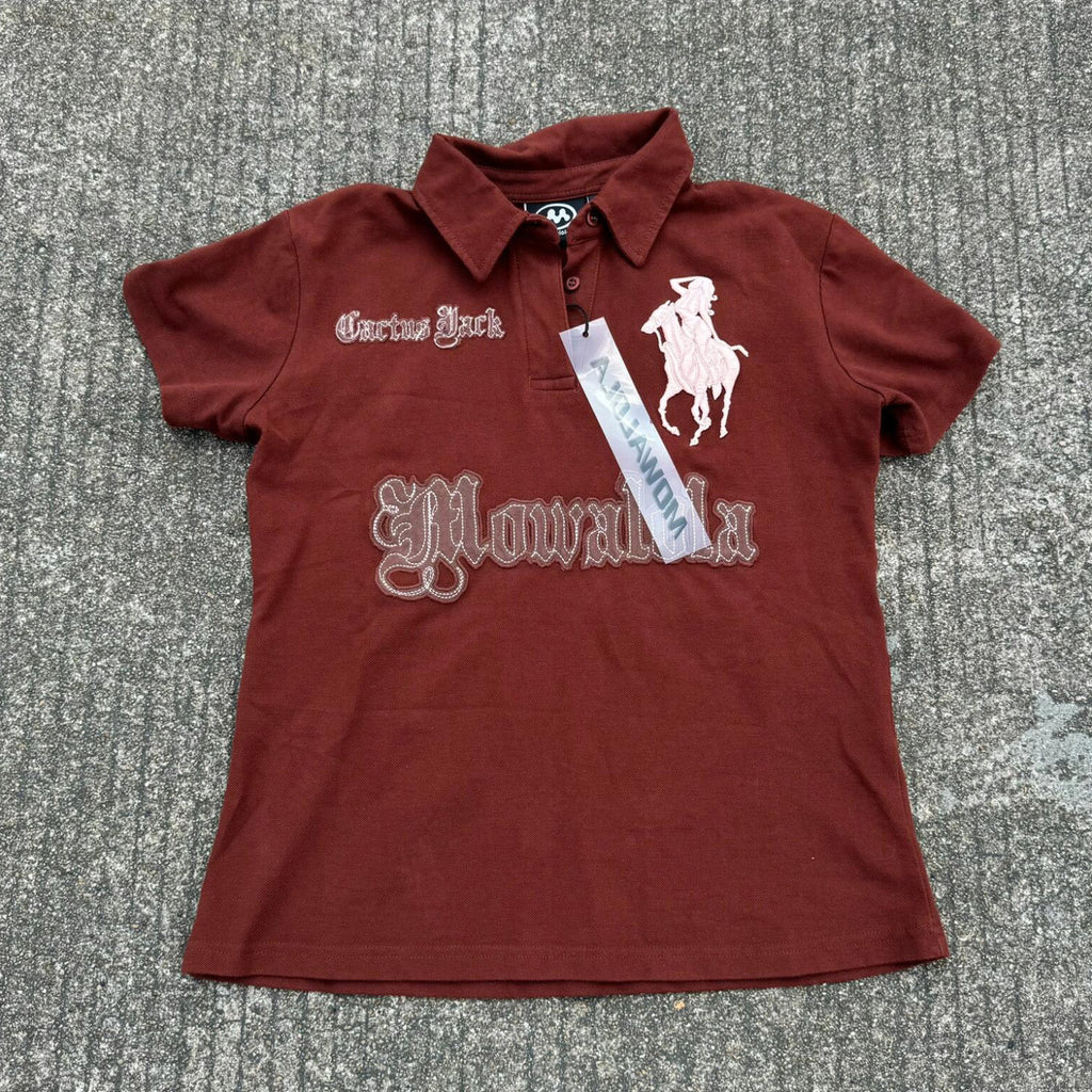 Mowalola Men's Summer Solid Color Casual Collared Short Sleeve Letter Print Short Sleeve Polo Shirt T-shirt #78172