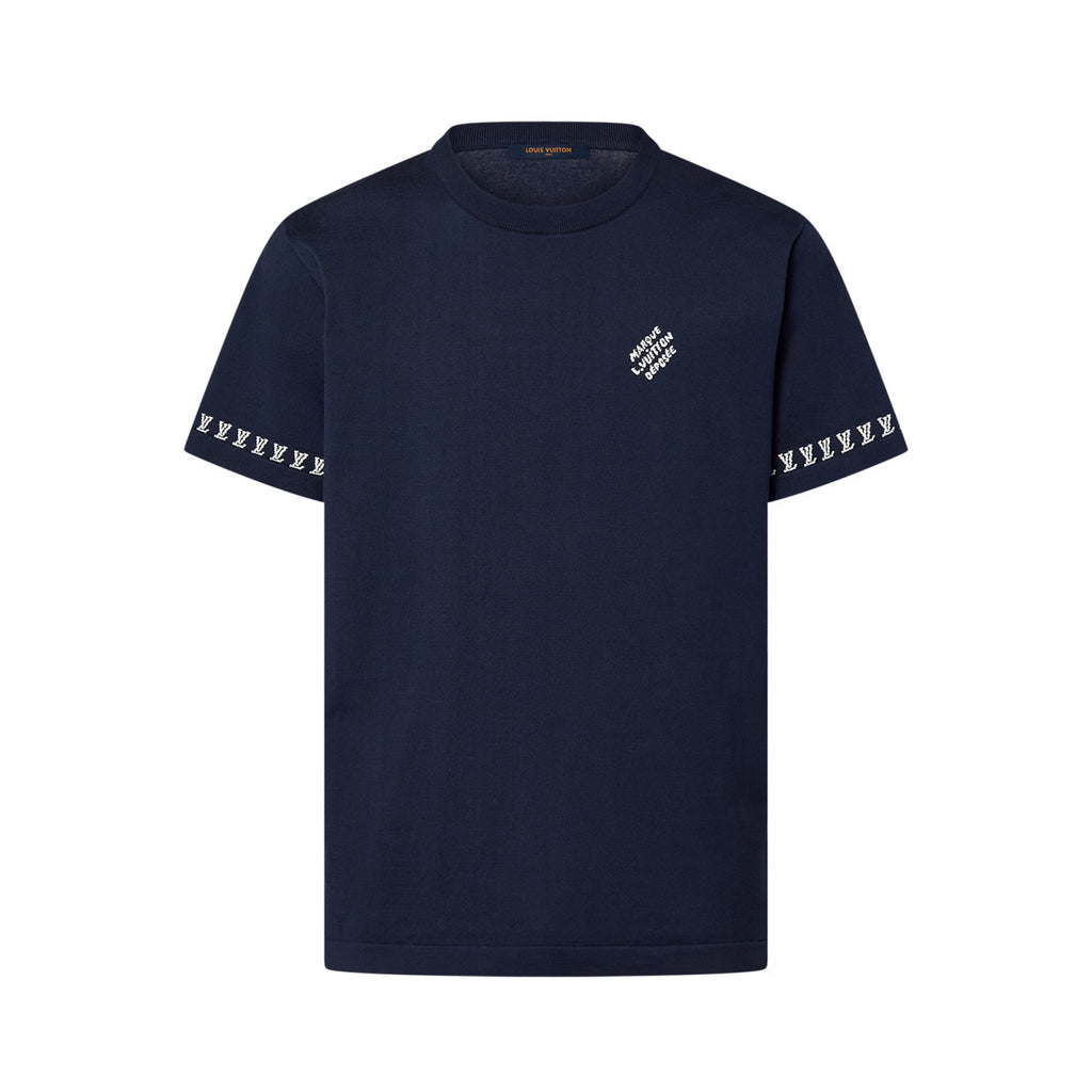 Louis Vuitton Men's Summer Jacquard Pattern Cotton Round Neck Short Sleeve T-Shirt #77654
