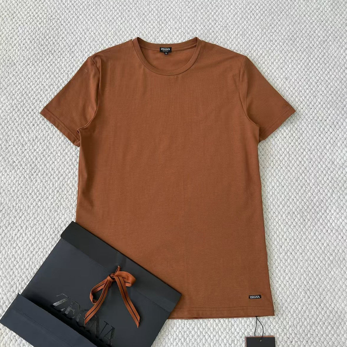 Ermenegildo Zegna Men's Summer Solid Color Cotton Crew Neck Short Sleeve T-Shirt - Breathable & Casual Summer Wear #75691