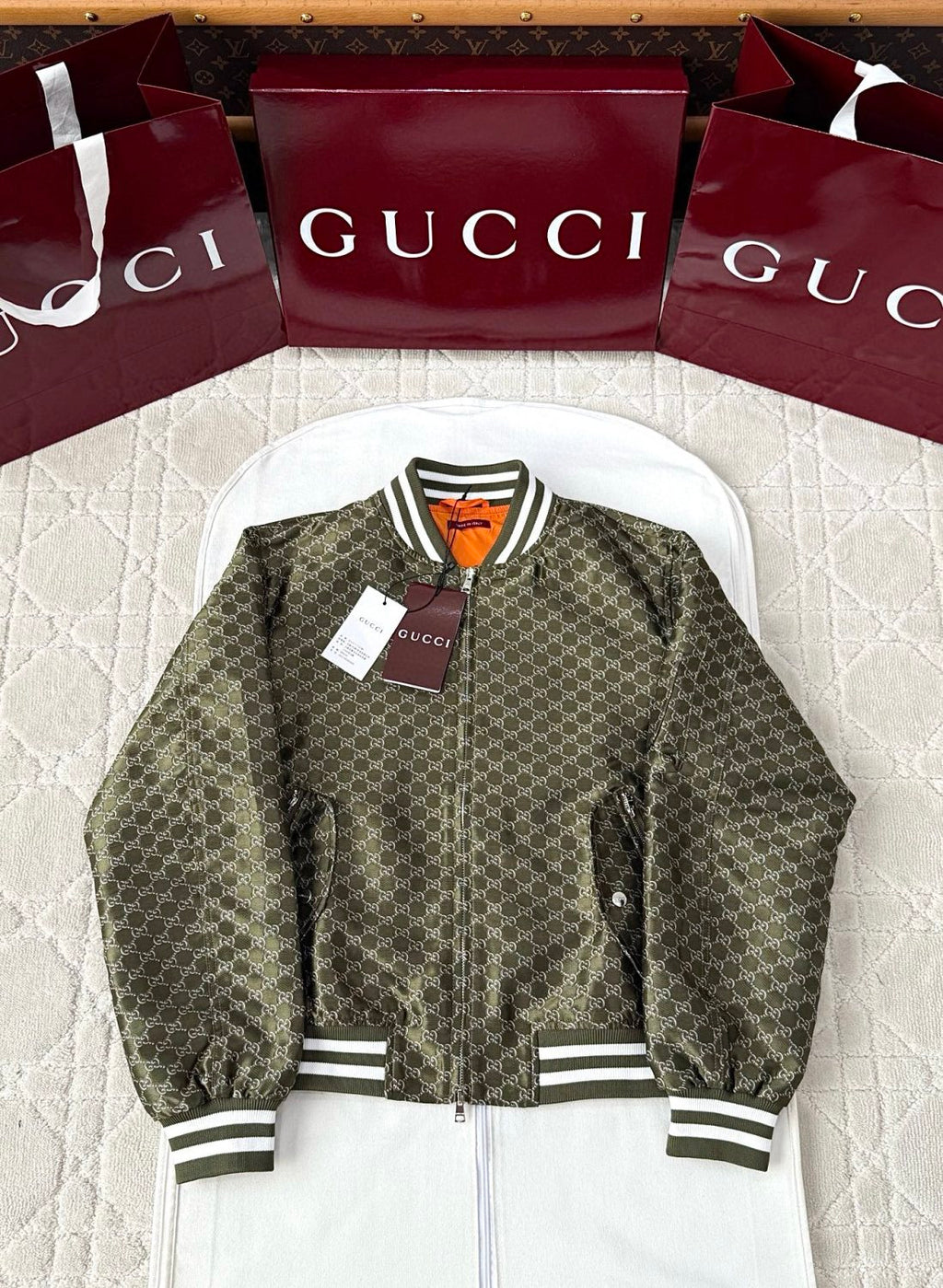 Gucci Men's Spring Autumn Solid Colour Letter Printed Zipper Long Sleeve Jacket #76777
