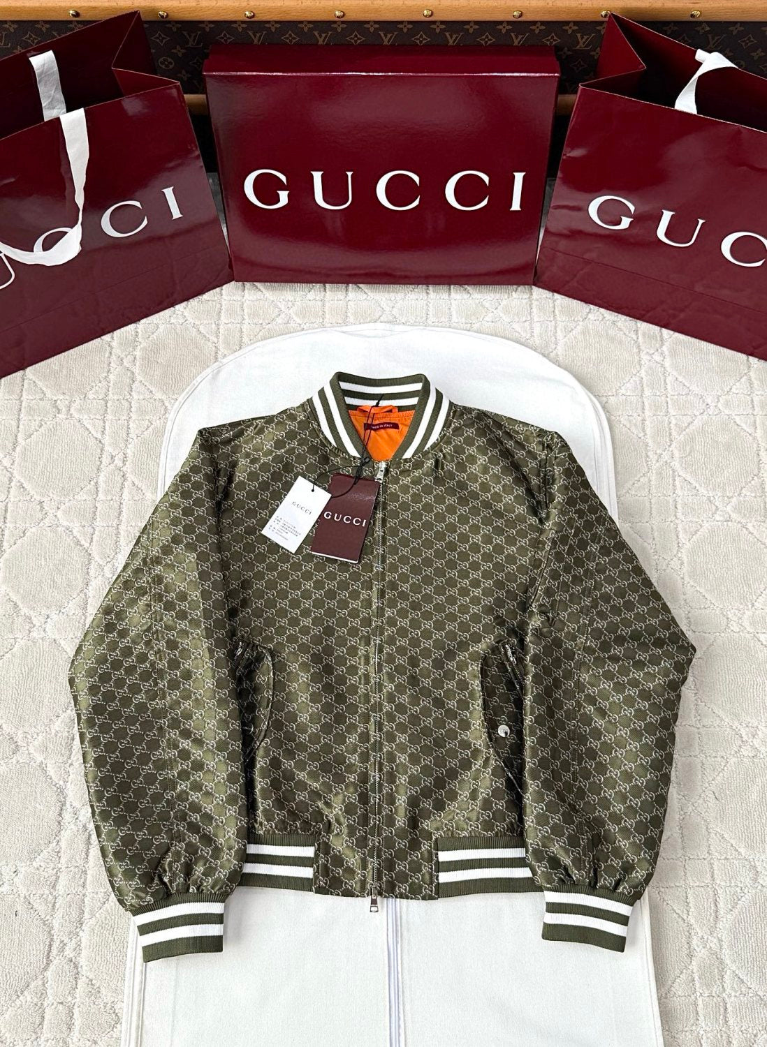 Gucci Men's Spring Autumn Solid Colour Letter Printed Zipper Long Sleeve Jacket #76777