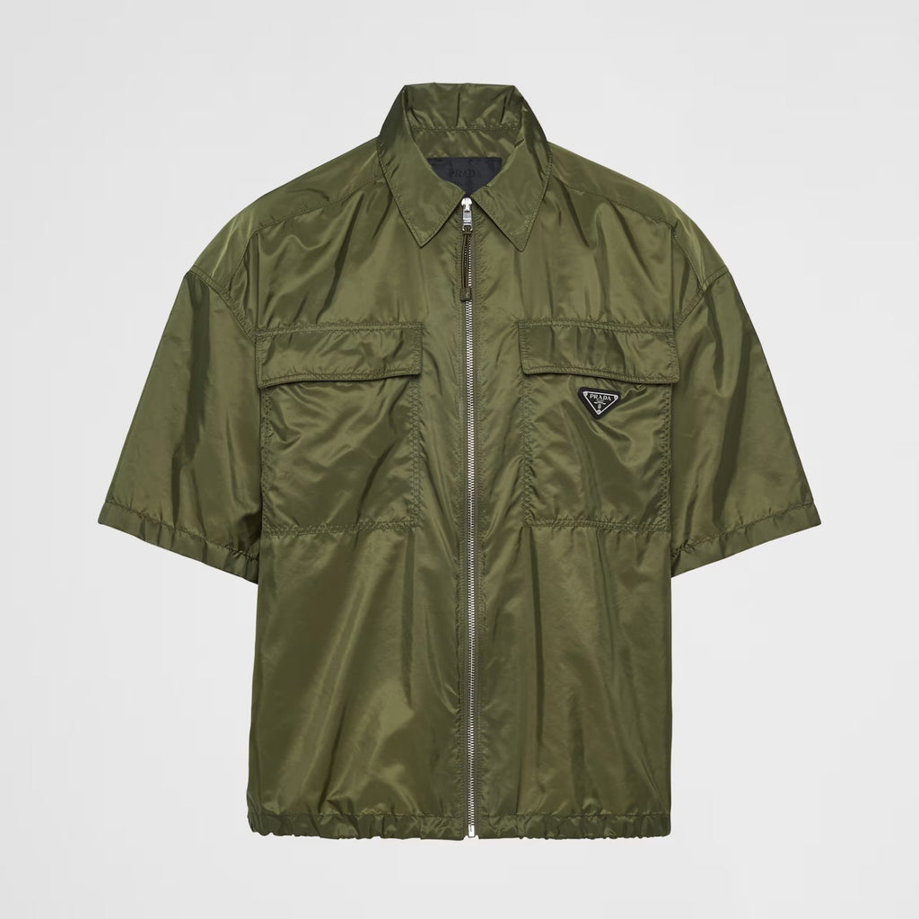 Prada Men's Spring Summer Nylon Solid Colour Lapel Zip Short Sleeve Shirt #99518
