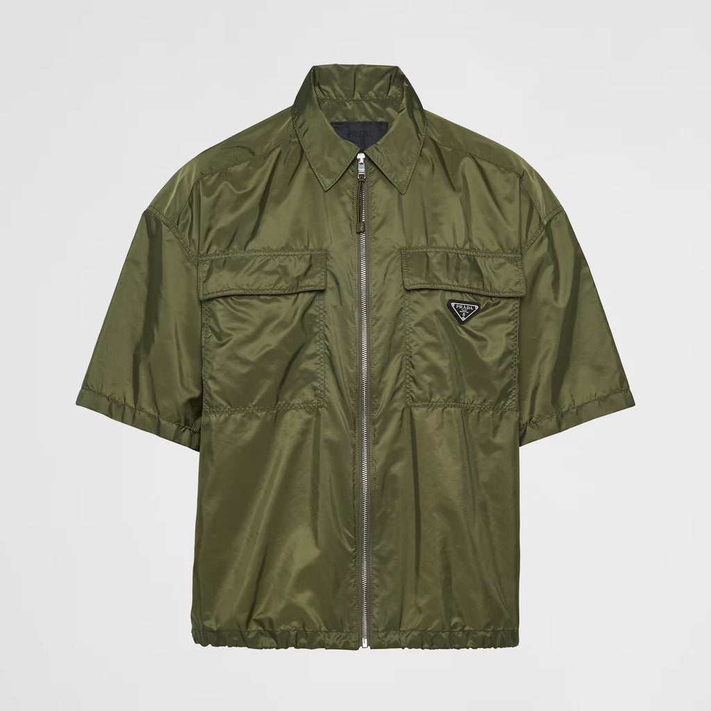 Prada Men's Spring Summer Nylon Solid Colour Lapel Zip Short Sleeve Shirt #99518