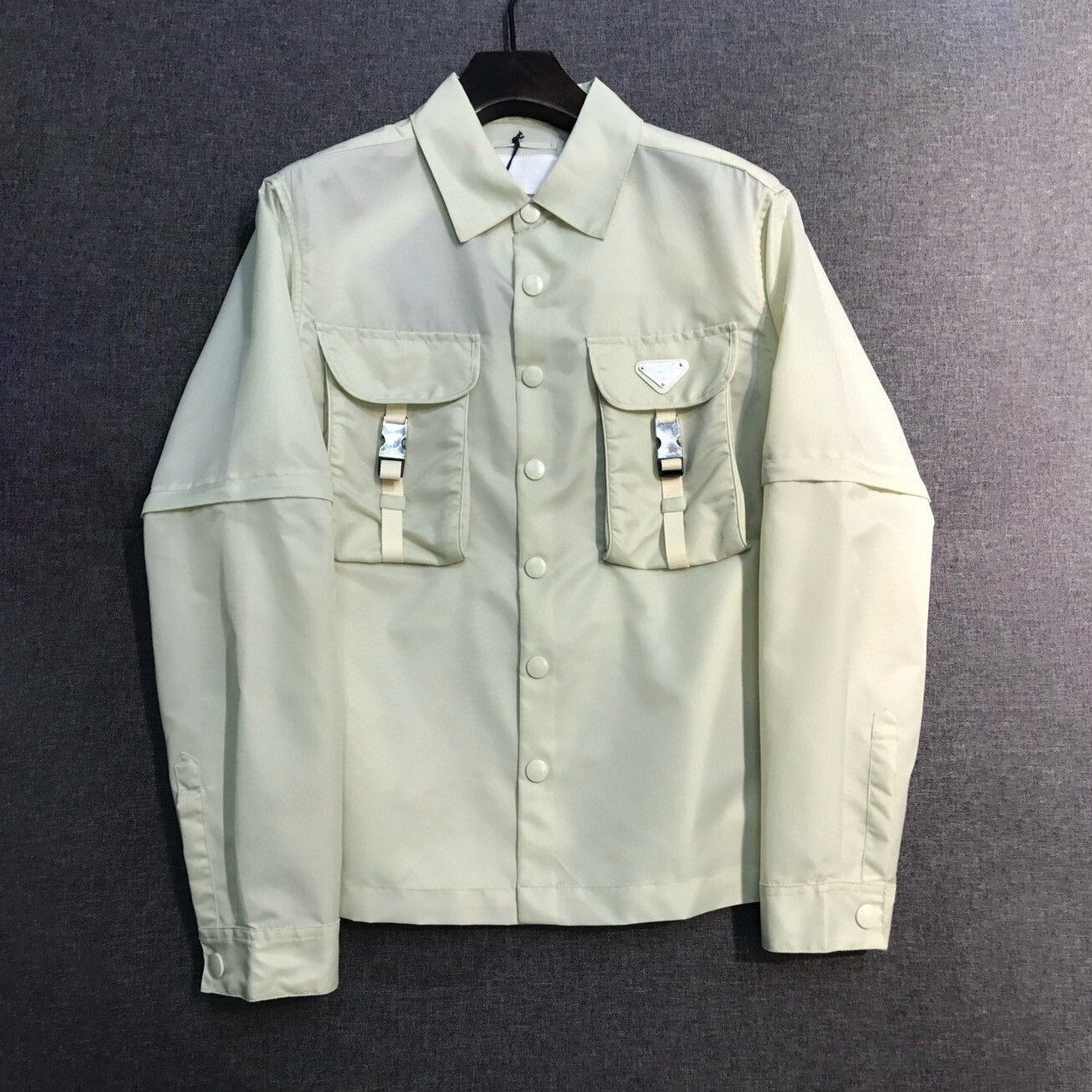 Prada Men's Spring And Fall Pure Nylon Color Lapel Loose Single Breasted Long Sleeved Shirt Jacket #98748