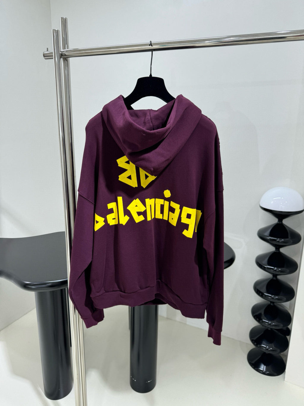 Balenciaga Men's Summer Crimson Letter Print Crew Neck Regular Fit Hooded Sweatshirt Pullover #98986