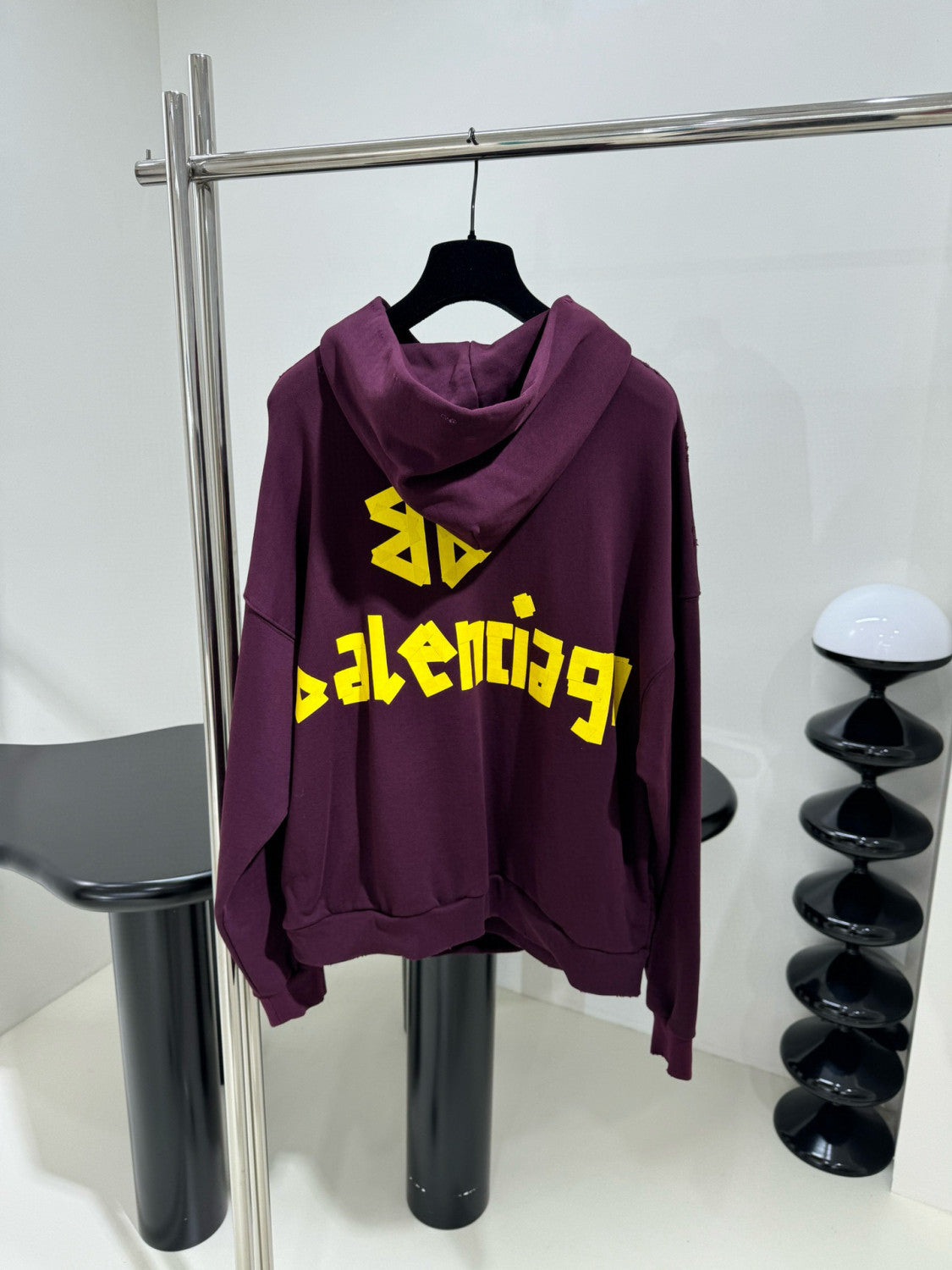 Balenciaga Men's Summer Crimson Letter Print Crew Neck Regular Fit Hooded Sweatshirt Pullover #98986