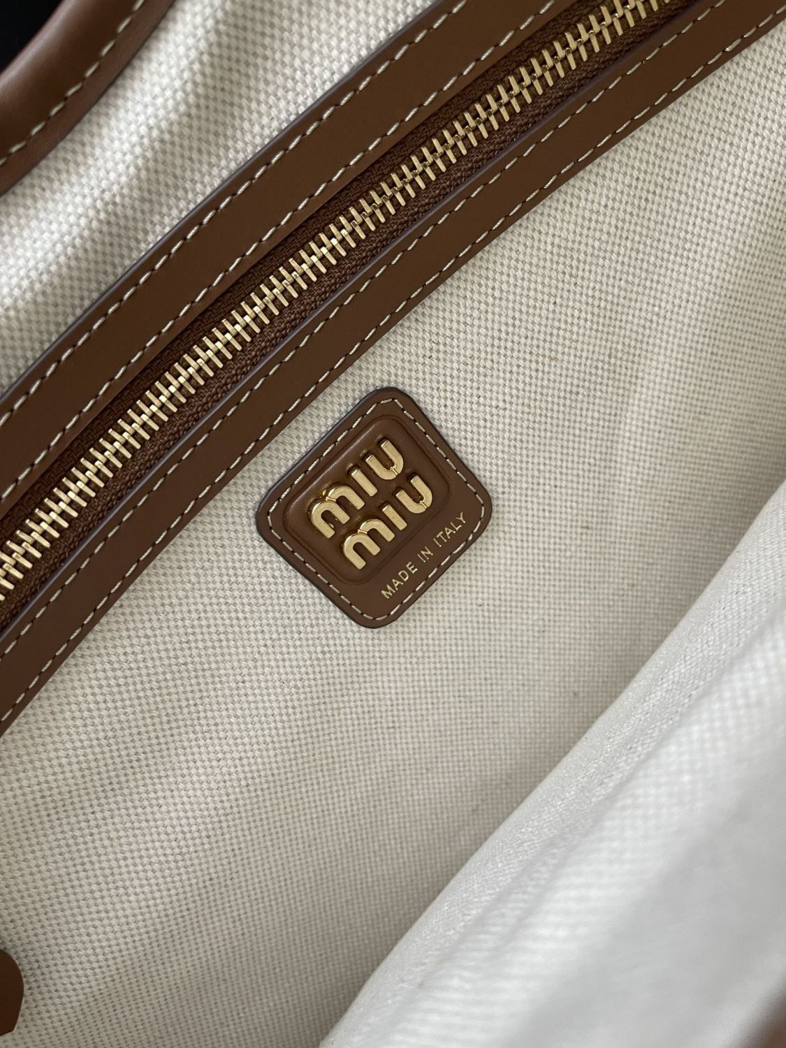 MiuMiu IVY Women's Embroidered Letter Print Striped Canvas and Leather Handbag Tote Bag Bags #77934