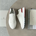 Brunello Cucinelli  Men's Spring Autumn Knitted Cotton Fabric Patchwork Semi-Polished Calfskin Sneakers Fashion Comfort Sports Running Shoes #81233