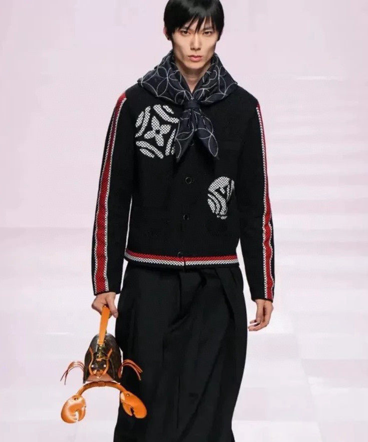 Louis Vuitton Men's x Spring/Fall/Winter Embroidered Knit Cotton Crew Neck Single- Breasted Cardigan Jacket #81596