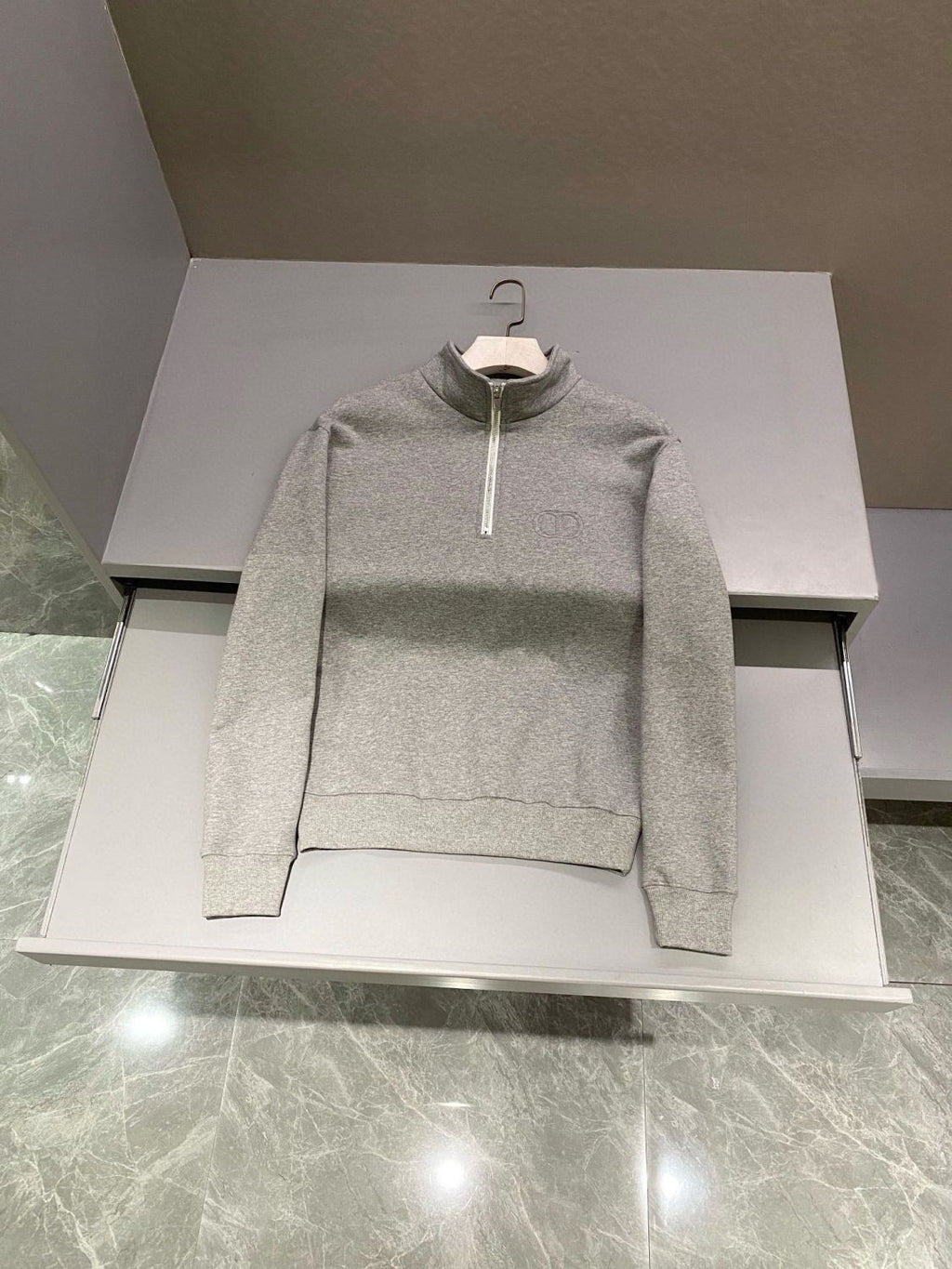 Dior Men's Spring and Autumn Solid Color Logo Embroidery Half Zipper Long Sleeve Sweatshirt Cotton Knit Sweatpants Pants Set Suit #74451