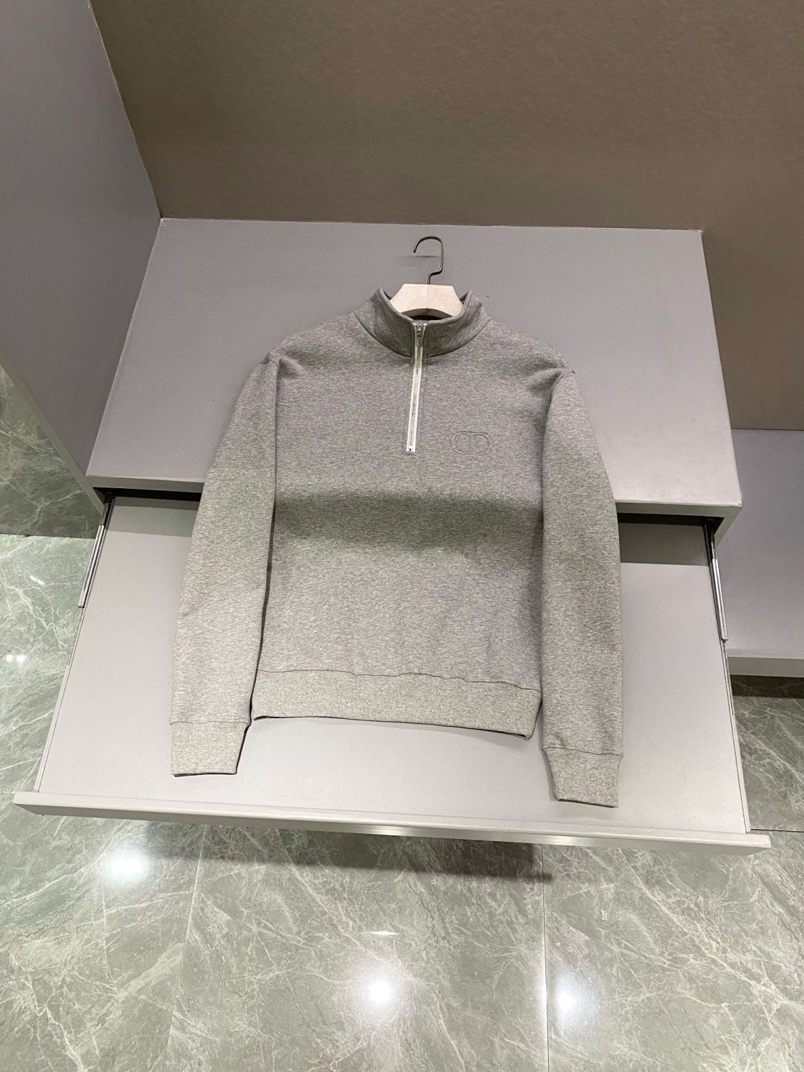 Dior Men's Spring and Autumn Solid Color Logo Embroidery Half Zipper Long Sleeve Sweatshirt Cotton Knit Sweatpants Pants Set Suit #74451